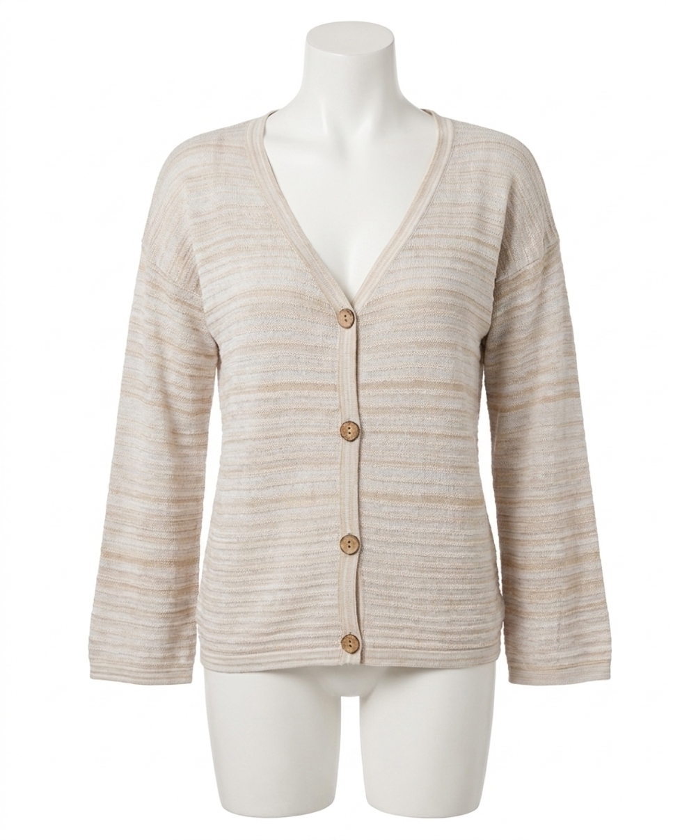 NEW FRENCH KYSS button cardigan in beige/white